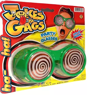 Green X RAY HYPNO GLASSES Funny Swirl Sun Goggles Mental Hypnotic ESP Spiral Toy • $17.95