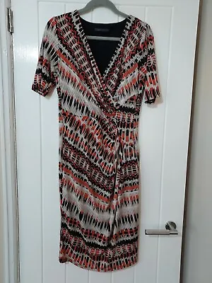 Ladies Marks And Spencer Smart Black/ Orange Shift Dress Size 12 • £4.99