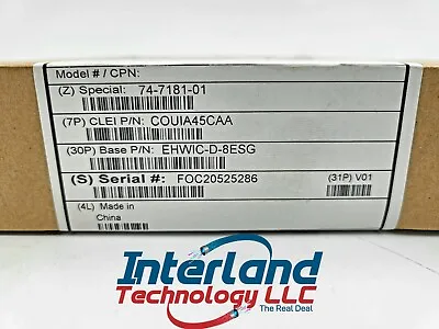 Cisco Ehwic-d-8esg 8 Port 10/100/1000 Ethernet Switch Interface Card. • $50