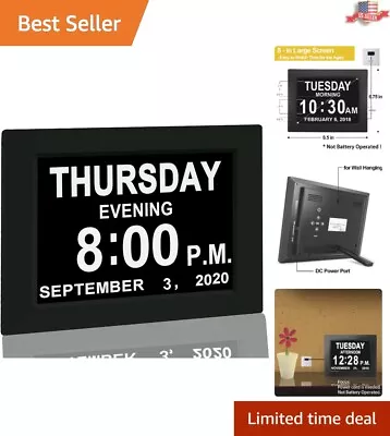 Digital Alarm Day Clock - 8  Large Screen Display Multiple Alarms Black • $78.97