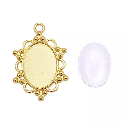 £3.71 • Buy 2PCS Oval 25x18mm Blank Cameo Bezel Glass Cabochon Pendant Charms Jewelry Making