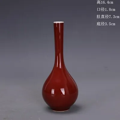 6  Chinese Old Porcelain Monochrome Red Glaze Bottle Vase • $58.50