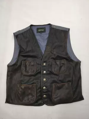 Black Leather Orvis Mens Waistcoat XL • £0.99