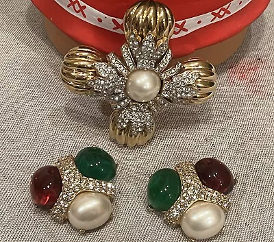 Vintage Ciner Gripoix Glass Pearl And Crystal Jewels Of India Set Gorgeous • $850