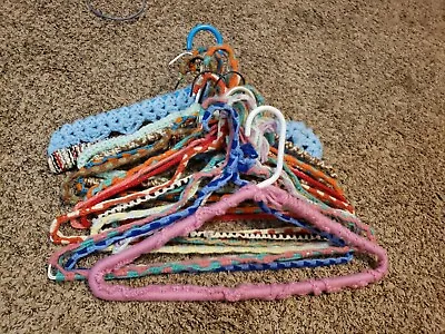 17 PCs Vintage 60-70’s Handmade Crochet Covered Hangers Colorful Boho Chic (H7) • $20