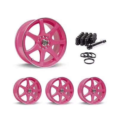 Set Of 4 RTX 081117 Pink Alloy Wheel Rims Kit For 17-24 Mitsubishi 15Inch X6.5 4 • $565.94