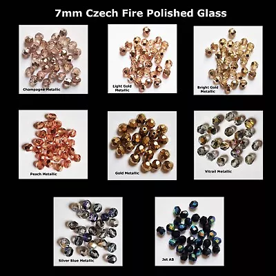 7mm Czech Fire Polished Glass Beads -  Packs Of  50 • $3.95