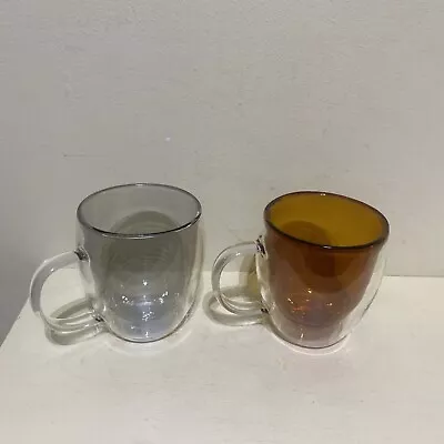 Habitat Glass Double Walled Coffee Mug - Grey Or Amber • £6.99