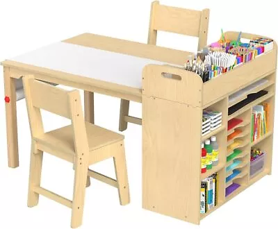 GDLF Kids Art Table And Chairs Set Craft Table With Large Storage Desk And Por.. • $197