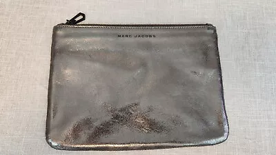 Marc Jacobs Neiman Marcus 4Target Silver Look Leather Cosmetic Bag Purse USED • $20.80