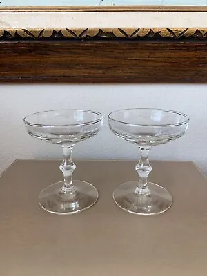 VTG Set Of 2 Champagne Coupes MCM Retro Barware Cocktail Toasting Glasses GUC • $26.99