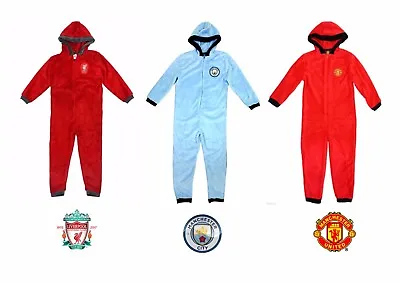 New Boys Man City United Liverpool Sleepsuit All In One Zip Romper 3 To 12 Years • £10.98