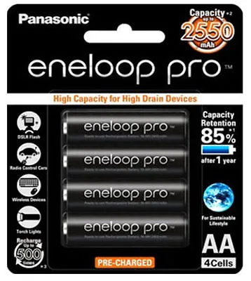 4 X Panasonic Eneloop Pro Rechargeable AA Battery Pack MADE IN JAPAN 2550MAH • $44.88