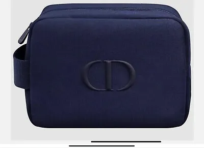 Dior Blue Cosmetic Makeup Toiletry Bag Pouch Travel Train Case • $30