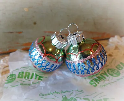 Shiny Brite Glass Ornaments Christopher Radko Set Of 2 Mini Miniature • $14