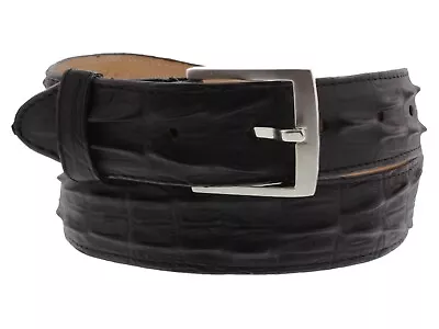 Mens Crocodile Tail Belt Print Leather Western Black Buckle Cinto Rancho • $34.99