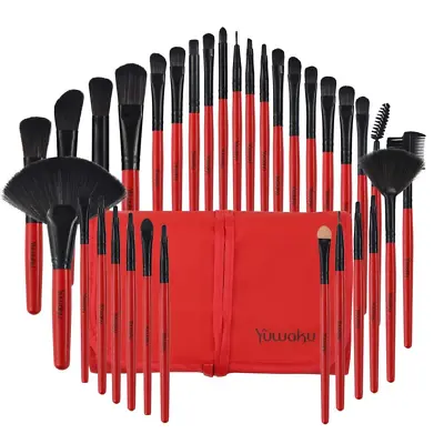 Makeup Brushes For Beginners32Pcs Make Up D-Rose Alizarin Red  • $10.52