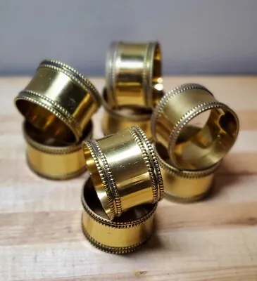 $19.99 • Buy Vintage Set Of 8 Napkin Rings Polished Brass 