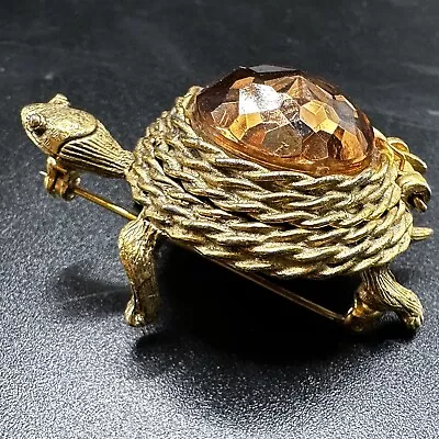 Sarah Coventry Turtle Brooch Scented Traveler Pillbox Locket Pin Vintage 1969 • $14.99