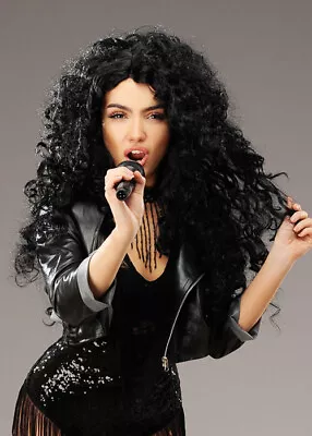 Cher Style 1980s Long Big Black Curly Wig • £19.99