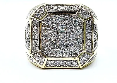 2.00 Ct NATURAL DIAMOND Mens Cluster Pinky Ring SOLID Yellow Gold 11.5  Grams • $1488