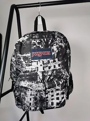 Jansport Backpack Rucksack Black White Forest Scape Medium Excellent Condition • £19.95