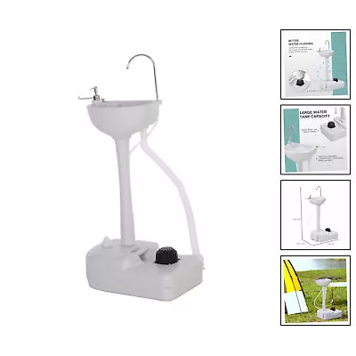 Portable Camping Sink With Towel Holder & Soap Dispenser Hand Wash Outs...[GREY] • £76.99