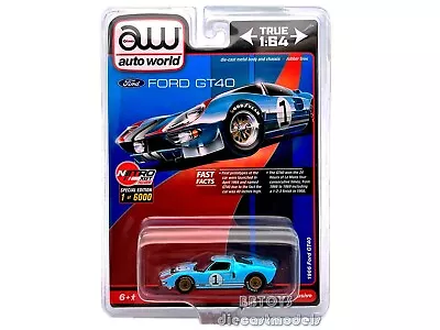 1966 Ford Gt40 Rhd #1 Light Blue 1/64 Diecast Model Car By Auto World Cp7921 • $14.99