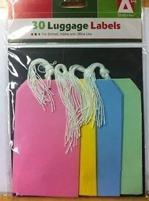 30 Assorted Colour Travel Luggage Labels Pastel Holiday Fly Suitcase Tags  • £1.99