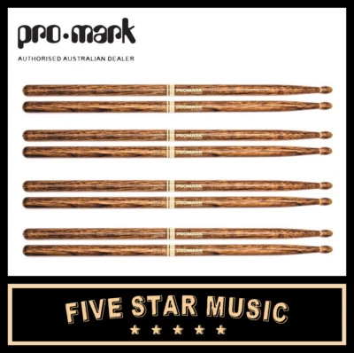 $99 • Buy 4 Pairs Promark Tx5bw-fg Firegrain Wood Tip Drum Sticks 5b Hickory Drumsticks
