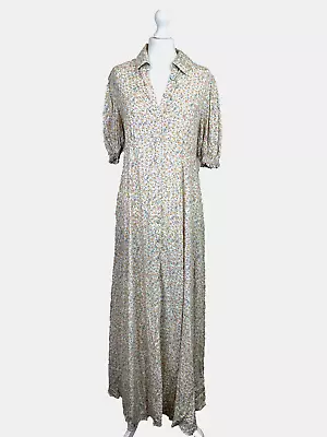 £46 • Buy Free People Debbie Jean Dress Size Large Ivory Floral Shirt Maxi Button Up Ditsy