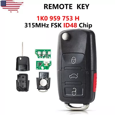 $15.85 • Buy For VW Volkswagen CC Jetta Golf GIT Eos 2006-2011 Remote Key Fob 1K0 959 753 H