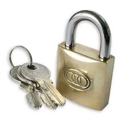 £3.25 • Buy Tri-Circle Solid Brass Padlock  With 3 Keys -20mm