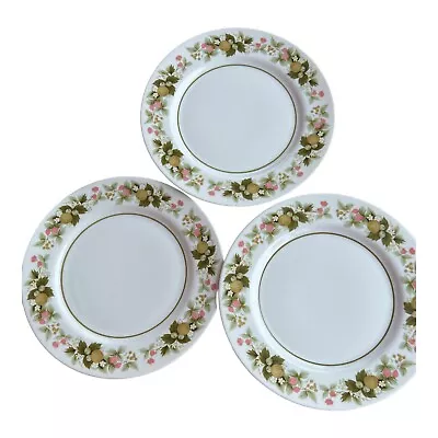 Vintage Mikasa Eclipse Sumay Green Pink Fruit Floral Dinner Plates Set Of 3 • $25