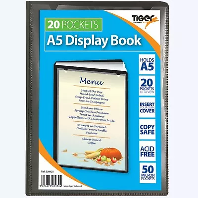 A5 Display Book Full Front Cover 20 Pockets Presentation Folder Portfolio File • £4.48