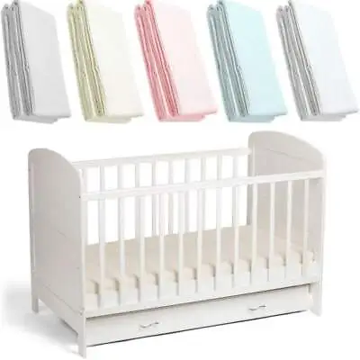 Cot Bed Jersey Fitted Sheets Compatible With Tutti Bambini 140x70cm - Pack Of 2 • £10.99