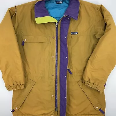 Vtg 90s Patagonia Guide Parka Jacket Isthmus Yellow Quilted Ski Snowboard LARGE • $69.99