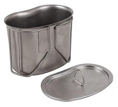 GI Style Stainless Steel Canteen Cup W/ Lid Metal Military Camping Cooking Cup • $22.99