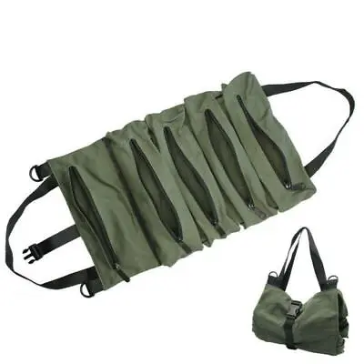 Olive Roll-up Tool Storage Bag Wrench Spanner Socket Package Holder Motorcycle • $27.59