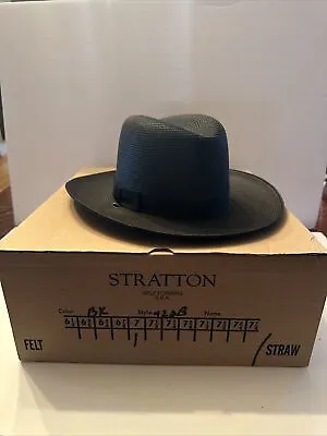 NEW Stratton Sheriff Style Straw Hat 42DB Double Brim Oval BLACK *Multiple Sizes • $70.39