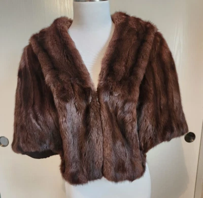 $74.99 • Buy VTG 1950's - 60's Genuine Dark Brown Mink Fur Stole Cape Wrap By Korrick