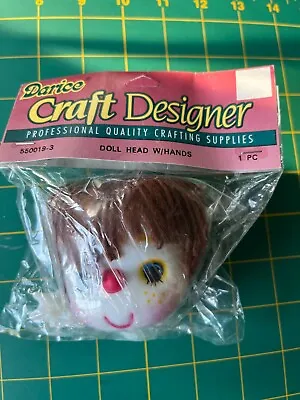 Darice Craft Designer Doll Head W/ With Hands Brown Hair Blue Eyes Red Nose • £4.82