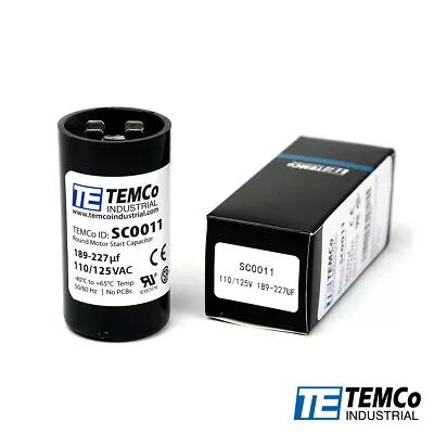 TEMCo 189-227 Uf/MFD 110-125 VAC Volts Round Start Capacitor 50/60 Hz -Lot-1 • $13.95