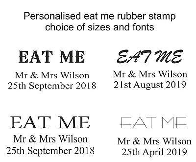 Personalised EAT ME Wedding Rubber Stamp Party Tags Bags Sweets Favours Gift • £12.45