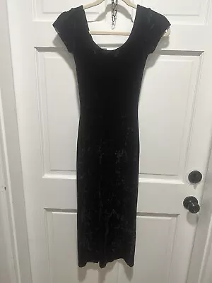 BETSEY JOHNSON NY VINTAGE BLACK LABEL Y2K STRETCH VELVET TRUMPET FLARE MaxiDRESS • $85