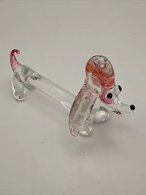 Vintage Blown Glass Dachshund Dog Animal Miniature Figurine • $4.95