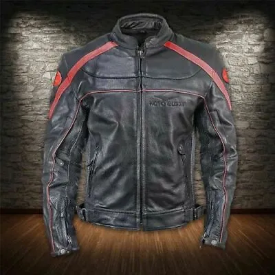 Moto Guzzi Motorbike Leather Jacket In Cowhide With 5 Armour Protection Inside • $176.82