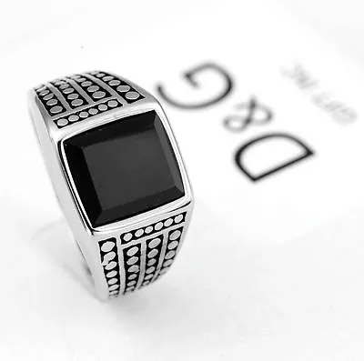 DG Men's.Stainless Steel Black Onyx Design Ring 7 8 -13*High Polish*BOX • $14.99