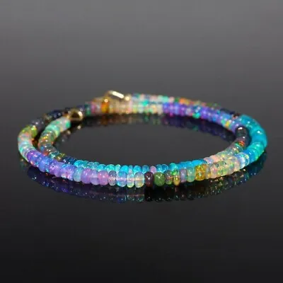 Genuine Opal Bead Natural Ethiopian Welo Fire Opal Beads 3-4mm 20  Necklace #263 • $29.49