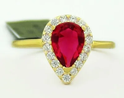 LAB CREATED 1.03 Cts RUBY  & WHITE SAPPHIRE  .925 SILVER (YELLOW TONE) - NWT • $0.99